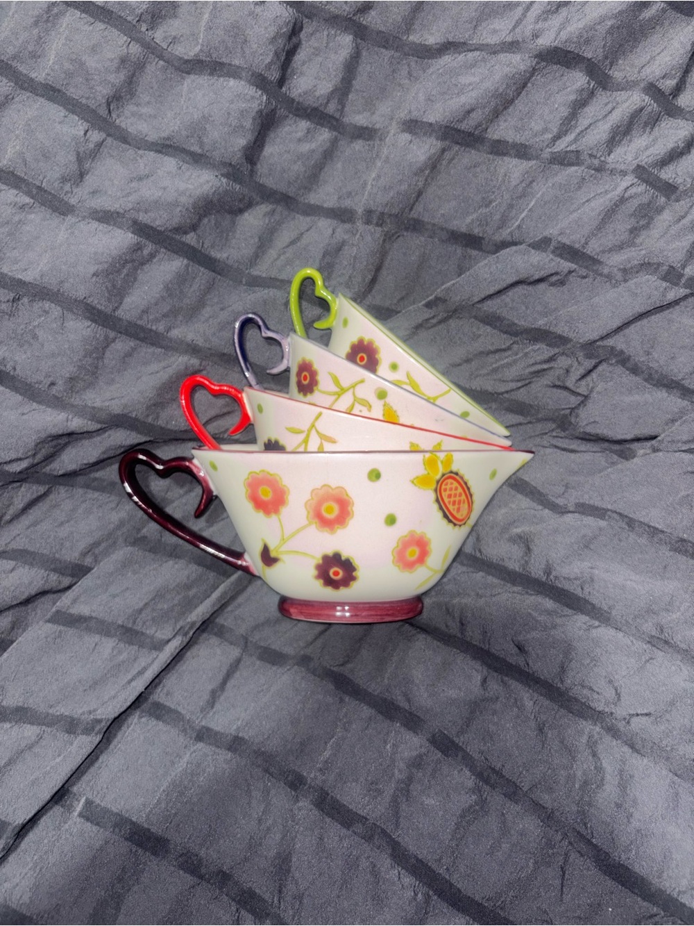 Set of 4 Floral Heart-Handle measuring cups